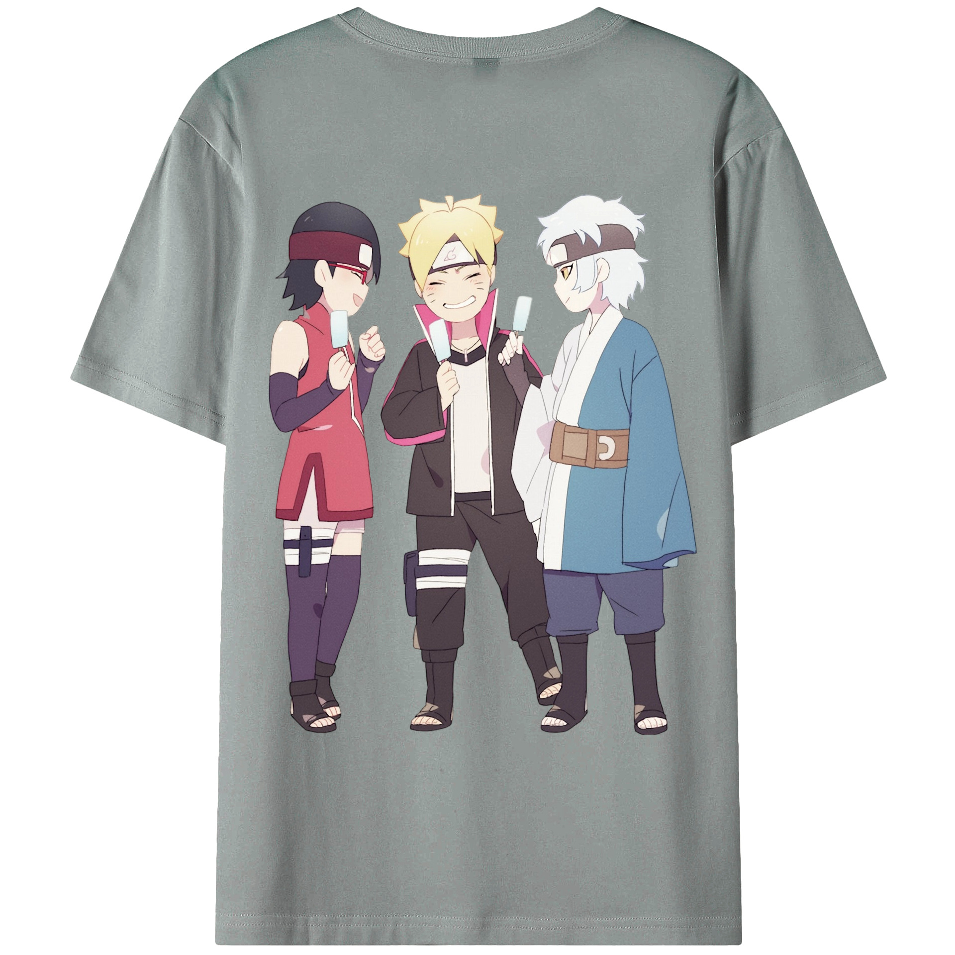 （画像用） NARUTO -ナルト- うちは サラダ Uchiha Sarada 綿100％ メンズ半袖Tシャツ（バックプリント） 通気性